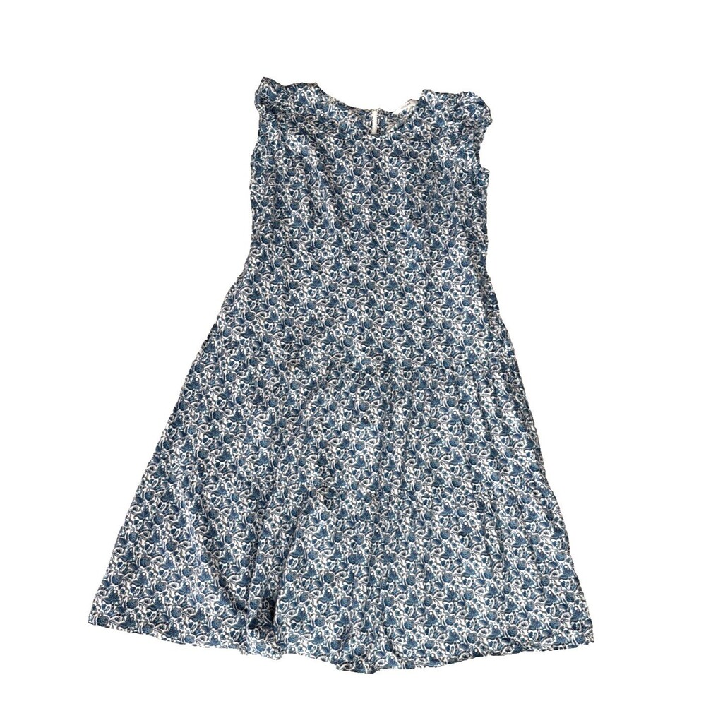 Eshakti Maxi Dress Size 1X/2X - 18W/20W Short Sleeve Cotton Blue Floral Pockets